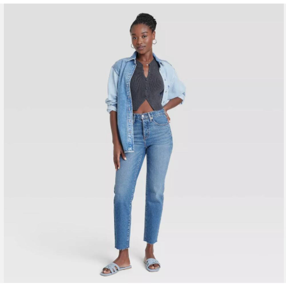 Mid Rise Slim Fit Ankle Jeans Sz 6 Long NWT Raw Hem Universal Thread